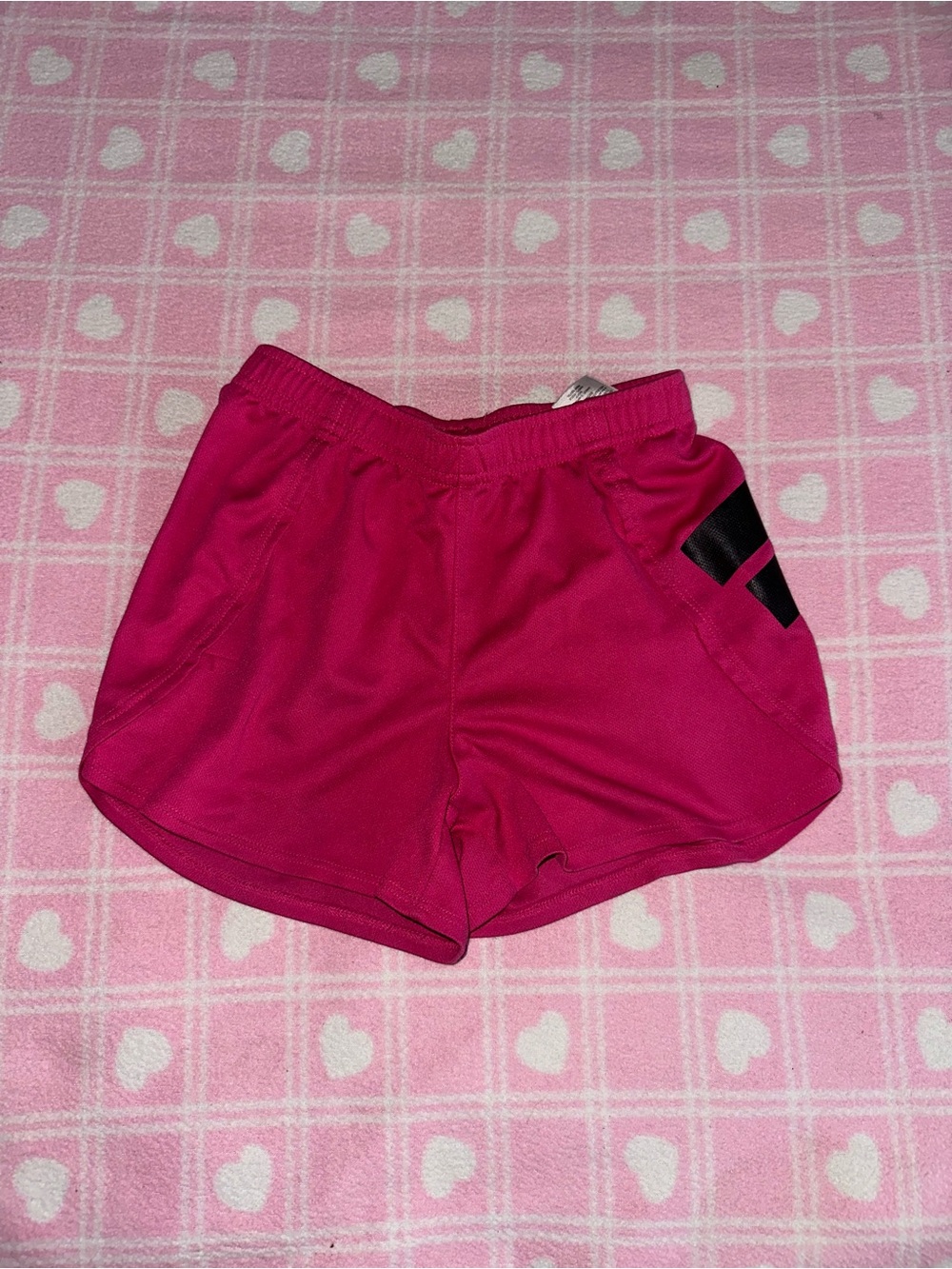 adidas Girls' Bright Pink Athletic Shorts with Black Logo